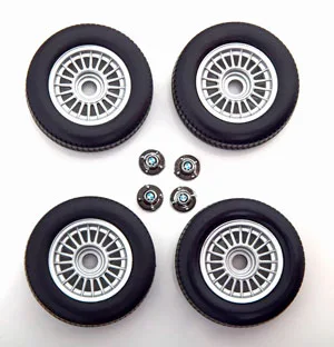 КОЛЕСА ДЛЯ МАСШТАБНОЙ МОДЕЛИ BMW 323I E21 TYRES AND RIMS-SET BLACK SILVER